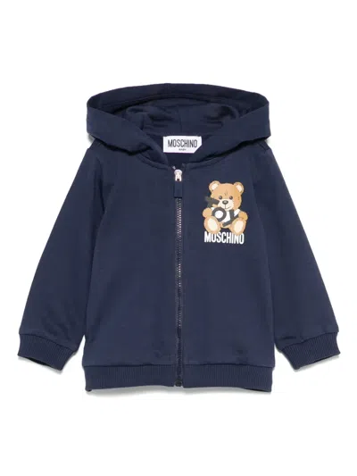 Moschino Babies' Teddy Bear Hoodie In Blue