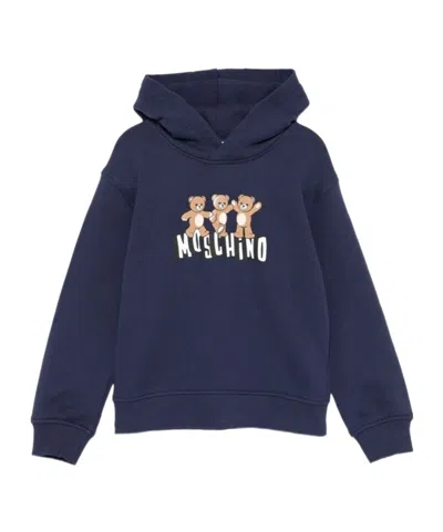 Moschino Kids' Teddy Bear Hoodie In Blue