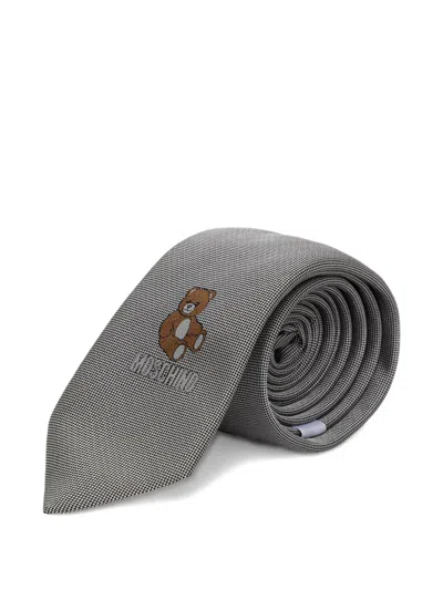 Moschino Teddy Bear Houndstooth-pattern Tie In Yellow