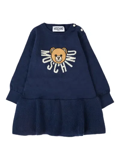 Moschino Babies' Teddy Bear-intarsia Dress In Blue