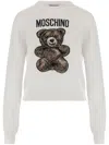 Moschino Cotton Pullover With Teddy Pattern In White