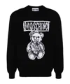 Moschino Teddy Print Cotton Crewneck Sweatshirt In Black