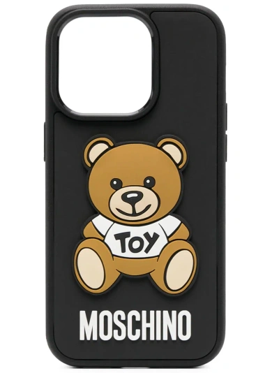 Moschino Teddy Bear Iphone 14 Pro Cover In Black