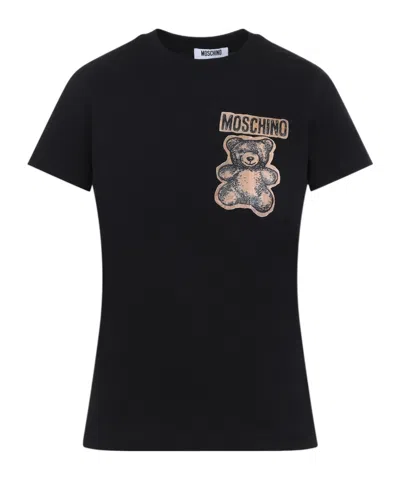 Moschino Teddy Bear Jersey T-shirt In Black