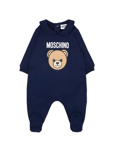 Moschino Babies' Teddy Bear Jumpsuit In Blue