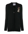 Moschino Teddy Bear Knitted Cardigan In Black