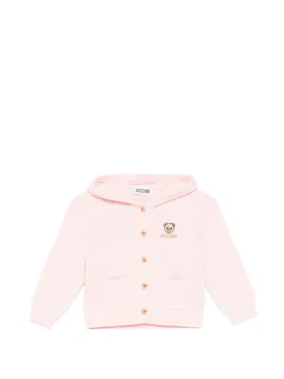 Moschino Kids' Teddy Bear Knitted Hoodie In Pink