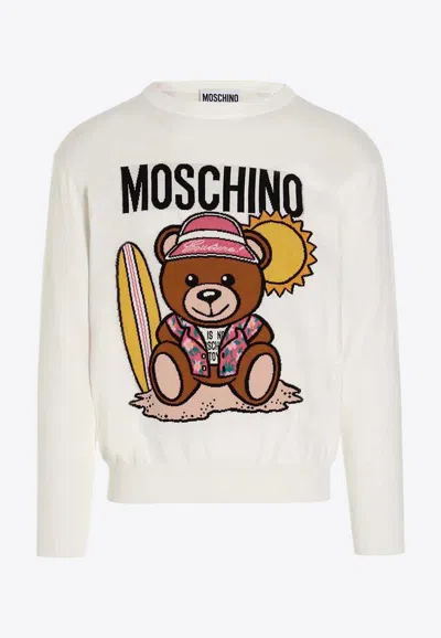 Moschino Teddy Bear Knitted Sweater In White