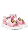 Moschino Teddy Bear Leather Sandals In Pink