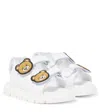 Moschino Teddy Bear Leather Sandals In White