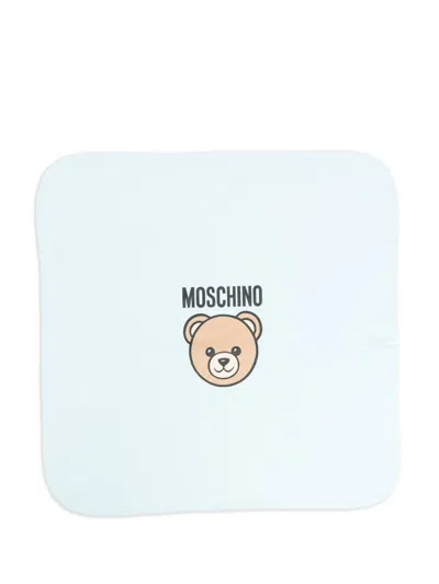 Moschino Teddy Bear-logo Baby Blanket In Blue