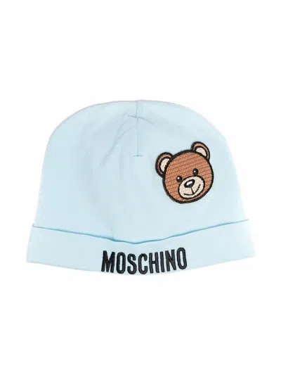 Moschino Babies' Teddy Bear Logo Beanie In Blue