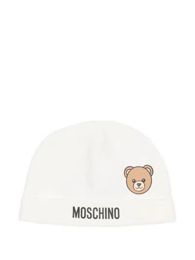 Moschino Teddy Bear Logo Beanie In White