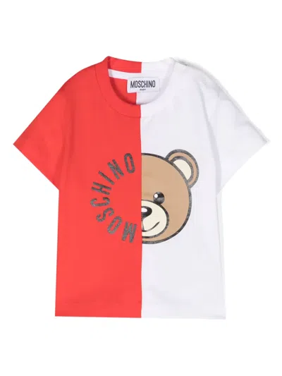Moschino Babies' Teddy Bear Logo-print T-shirt In Red