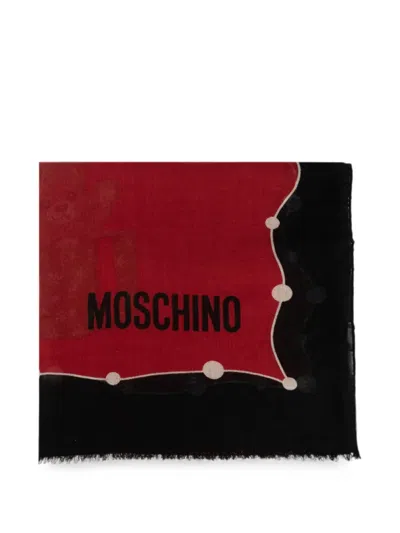 Moschino Teddy Bear Logo Scarf In Black