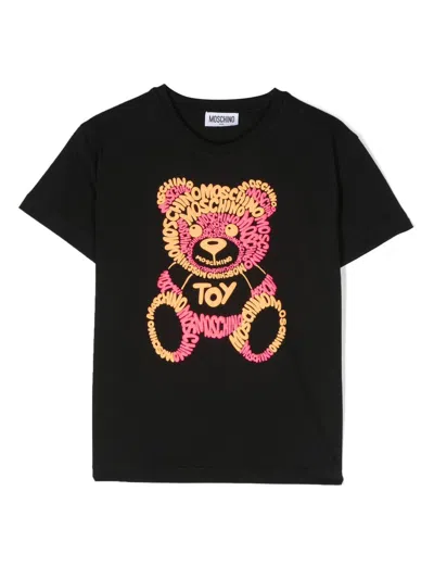 Moschino Kids' Teddy Bear-logo Short-sleeve T-shirt In Black