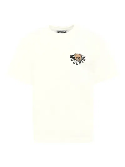 Moschino Kids' Teddy Bear Logo Short-sleeve T-shirt In White