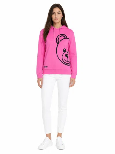 Moschino Logo-embroidered Sweatshirt In Pink