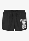 Moschino Teddy Bear Patch Swim Shorts In Black
