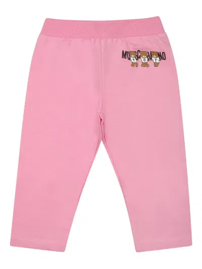 Moschino Babies' Teddy Bear-logo Track Pants In Pink