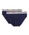 Moschino Two-pack Logo-waistband Briefs In Blue