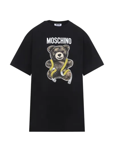 Moschino Teddy Bear Print Oversized T-shirt In Black