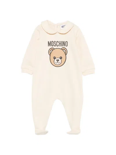 Moschino Babies' Teddy Bear Logo-print Cotton Pajama In Neutral