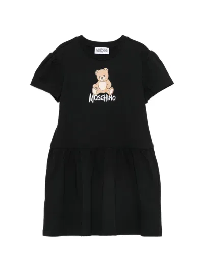Moschino Kids' Teddy Bear Logo-print Dress In Black