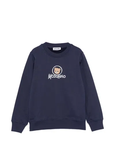 Moschino Kids' Teddy Bear Logo-print Sweatshirt In Blue