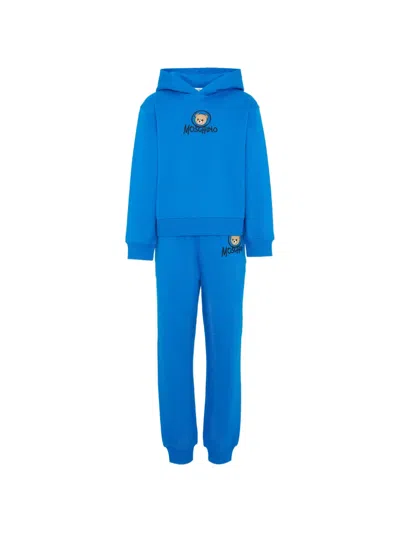 Moschino Kids' Teddy Bear Logo-print Tracksuit In Blue