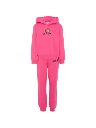Moschino Kids' Teddy Bear Logo-print Tracksuit In Pink