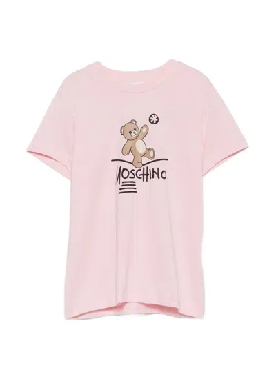 Moschino Kids' Teddy Bear Logo-print T-shirt In Pink
