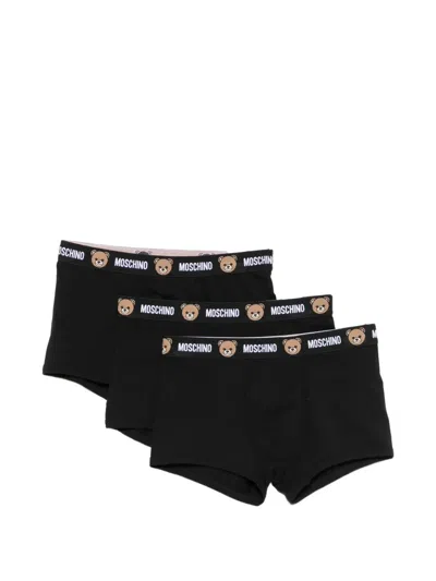 Moschino Teddy Bear Logo-waistband Boxers (set Of Three) In Black