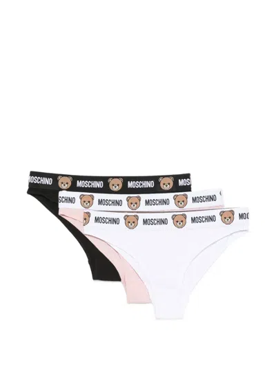 Moschino Teddy Bear Logo-waistband Briefs Set (set Of Three) In Multi