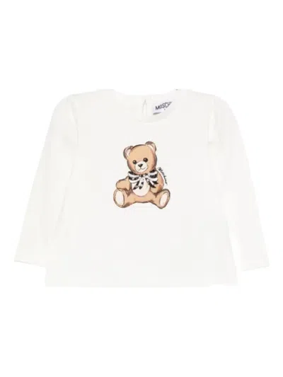 Moschino Kids' Teddy Bear Long-sleeve T-shirt In White
