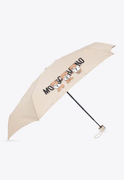 Moschino Teddy Bear Mini Umbrella In Beige