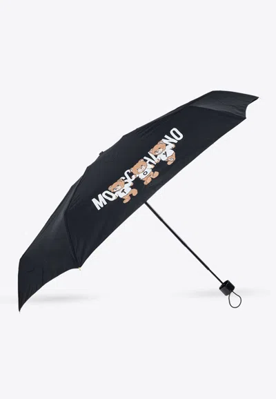 Moschino Teddy Bear Mini Umbrella In Black