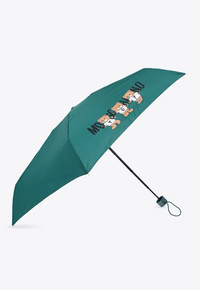 Moschino Teddy Bear Mini Umbrella In Green