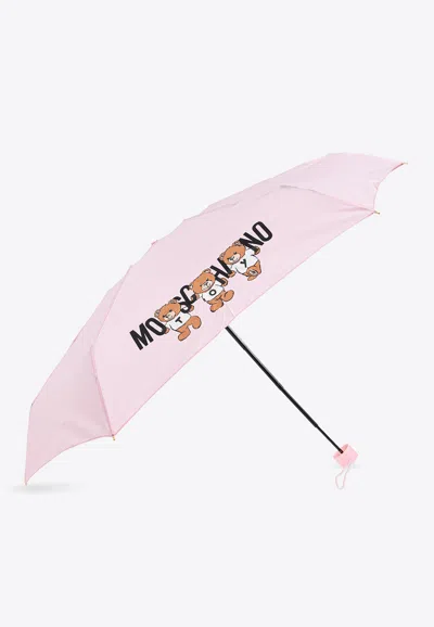 Moschino Teddy Bear Mini Umbrella In Pink