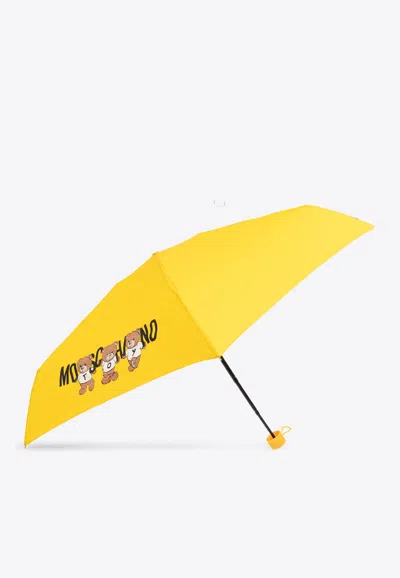 Moschino Teddy Bear Mini Umbrella In Yellow