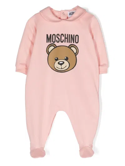 Moschino Teddy Bear-motif Babygrow In Pink