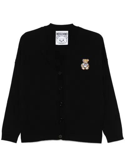 Moschino Teddy Bear-motif Cardigan In 黑色