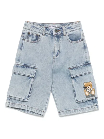 Moschino Kids' Teddy Bear-motif Cargo Shorts In Blue