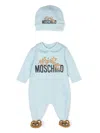 Moschino Teddy Bear-motif Cotton Babygrow Set In Blue