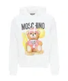 Moschino Teddy Bear Motif Cotton Hoodie In White