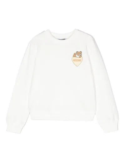 Moschino Kids' Sweatshirt Mit Teddy-motiv In Weiss