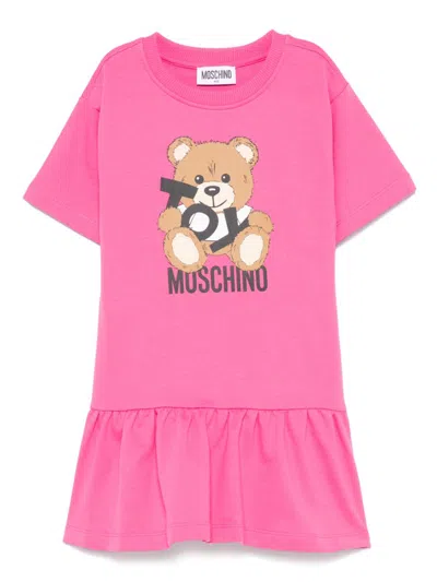 Moschino Kids' Teddy Bear-motif Dress In 粉色