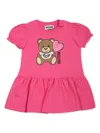 Moschino Fuchsia Dress For Baby Girl With Teddy Bear In 粉色