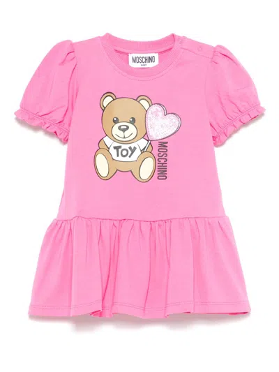 Moschino Babies' Teddy Bear-motif Dress In Pink
