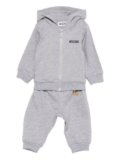 Moschino Babies' Teddy Bear-motif Hooded Tracksuit Set In Gray